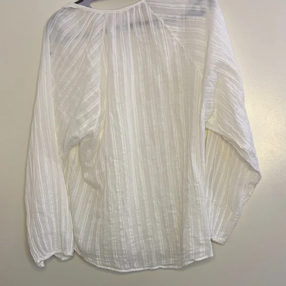 Cali by Cali Dreaming 100% Cotton Pleated Long Sleeve Kaya Shirt Pure White Med - Picture 11 of 11